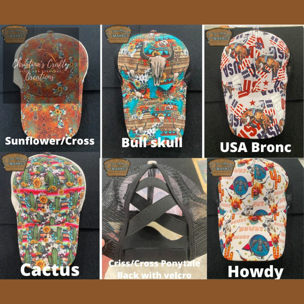 Women’s Print Hats --Includes patch of YOUR choice!