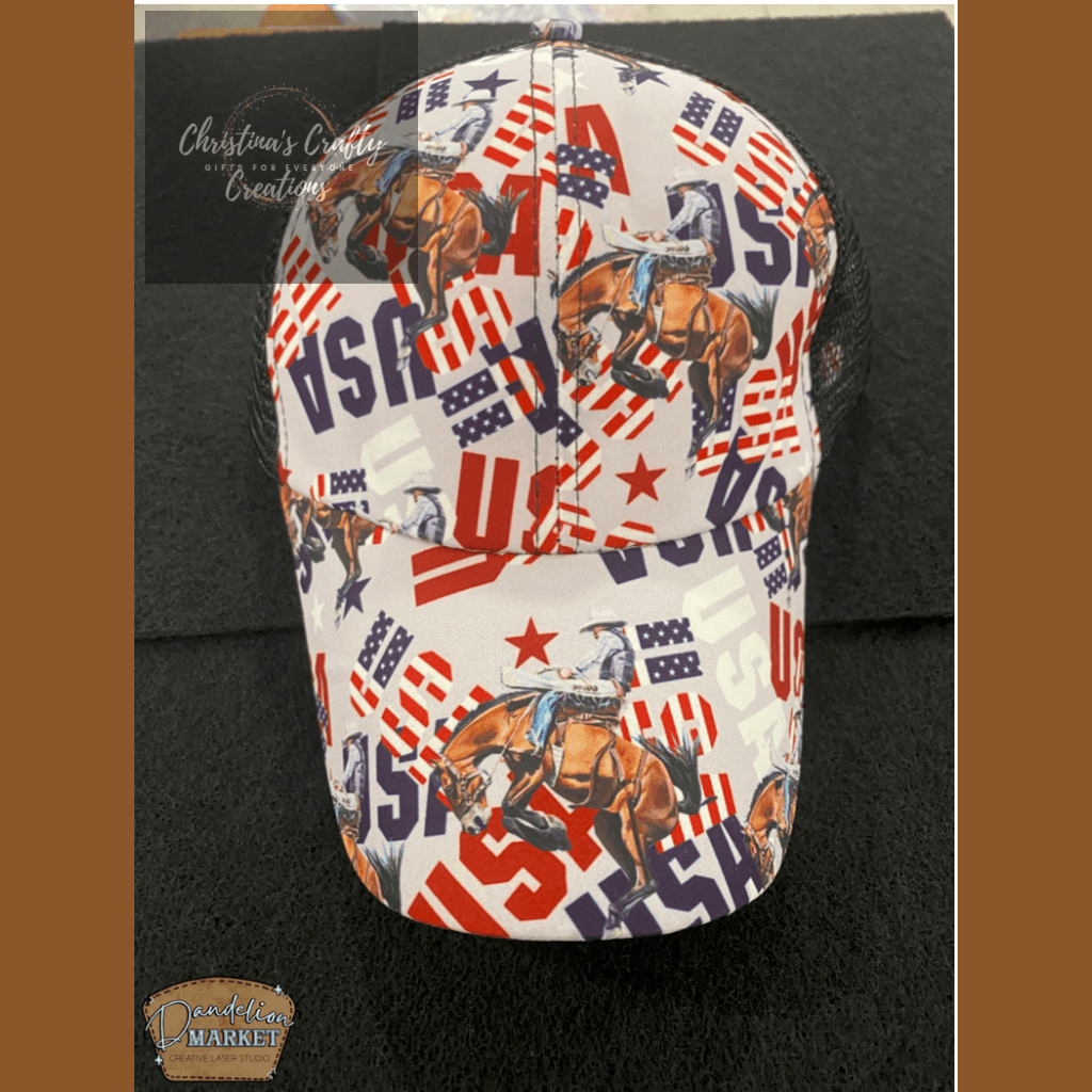 Women’s Print Hats --Includes patch of YOUR choice! - USA
