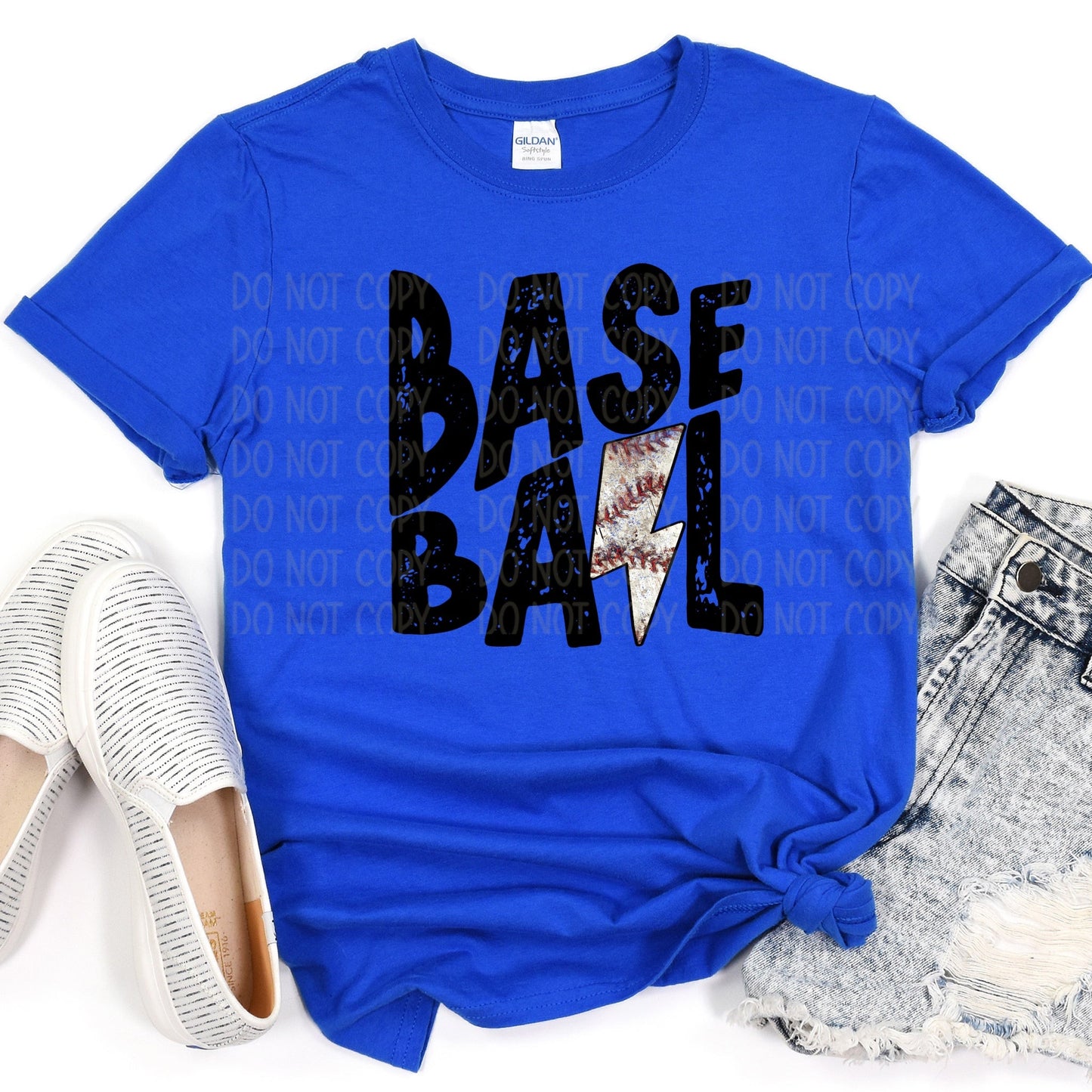 Baseball Laces/Lightning Bolt Royal Blue Tee