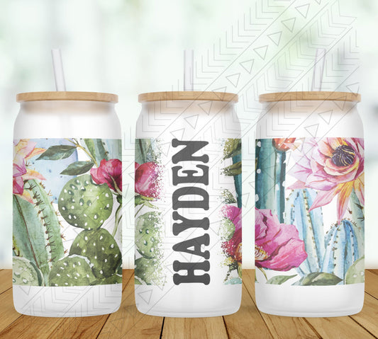 Cacti Personalized Glass Can