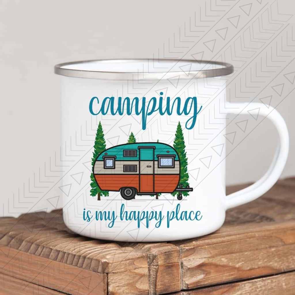 Camping Happy Place Enamel Mug Mug