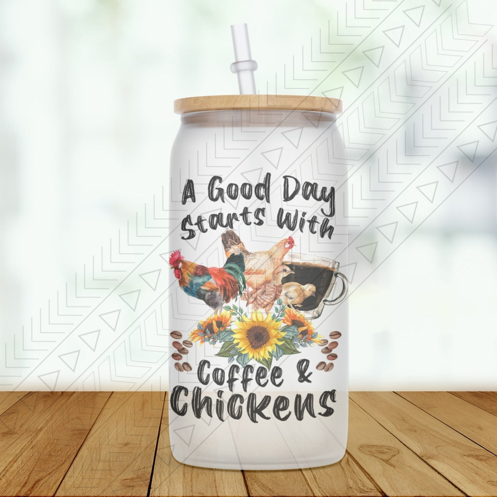 Coffee & Chickens Glass Can