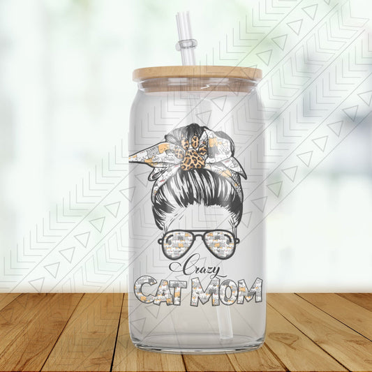 Crazy Cat Mom Glass Can