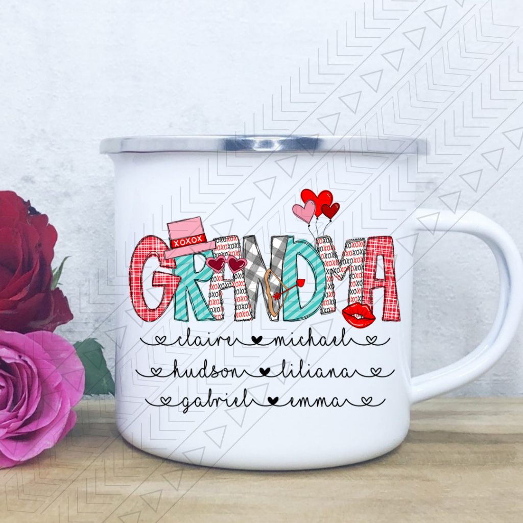 Grandma Custom Valentine Enamel Mug Mug