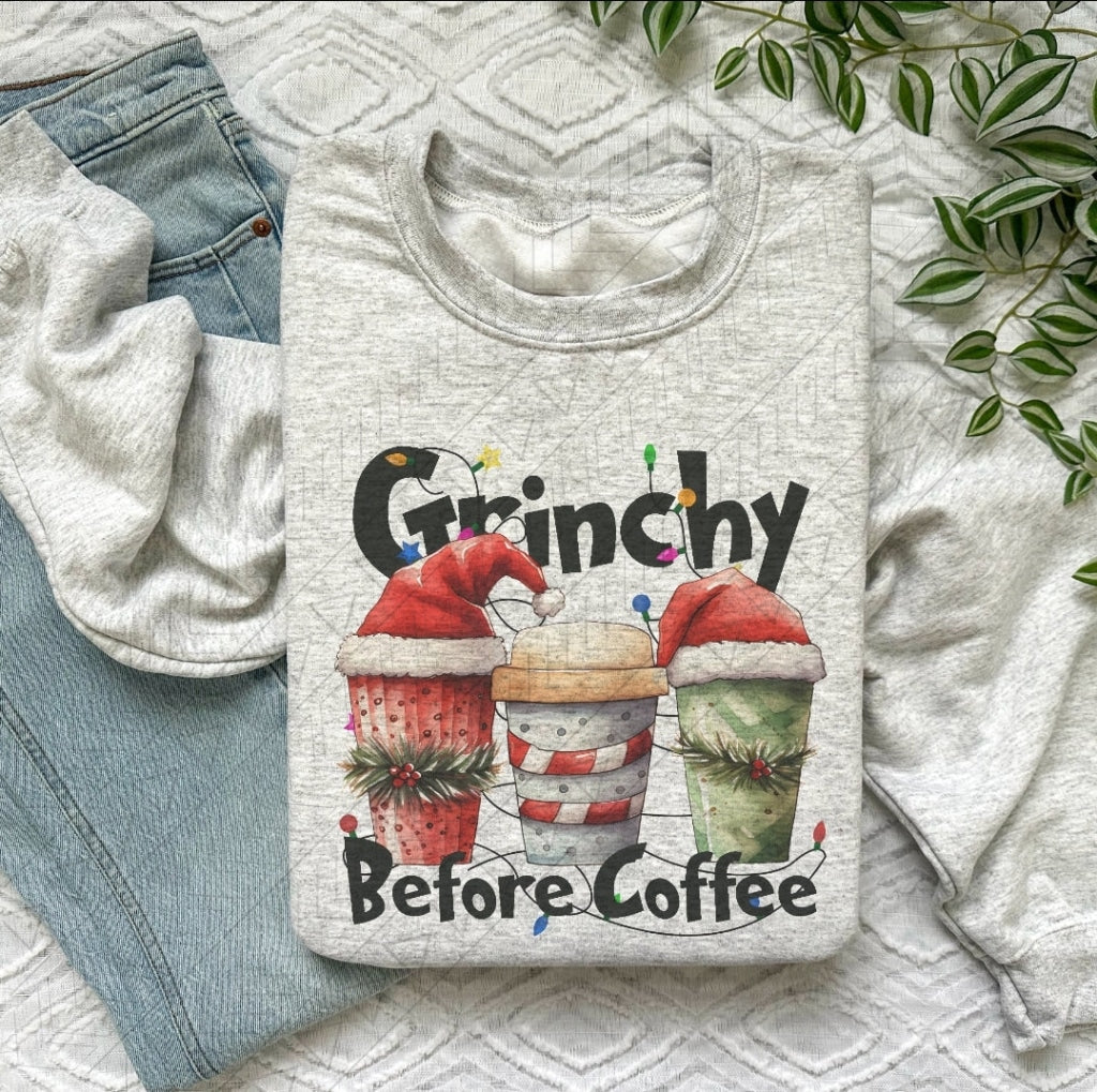 Grinchy Before Coffee Sweatshirt Shirts & Tops
