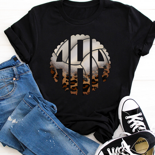 Black tee Volleyball monogram ends 1/30