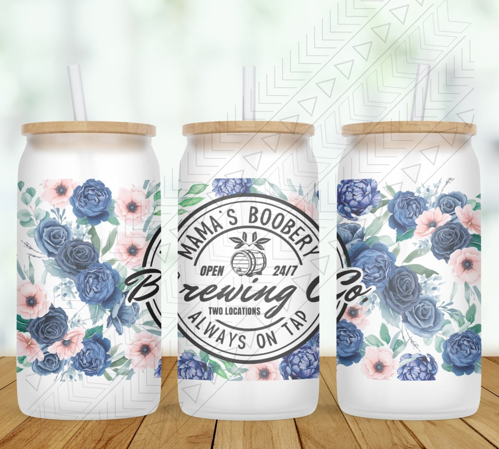 Mamas Boobery Floral Glass Can