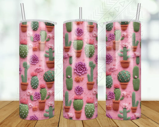 Pink Cactus 3D Tumbler