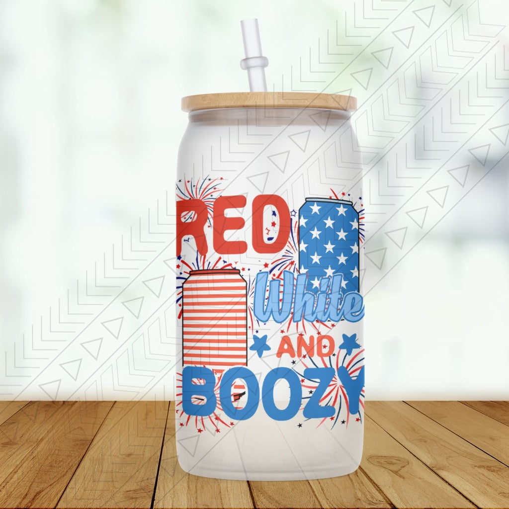 Red White & Boozy Glass Can