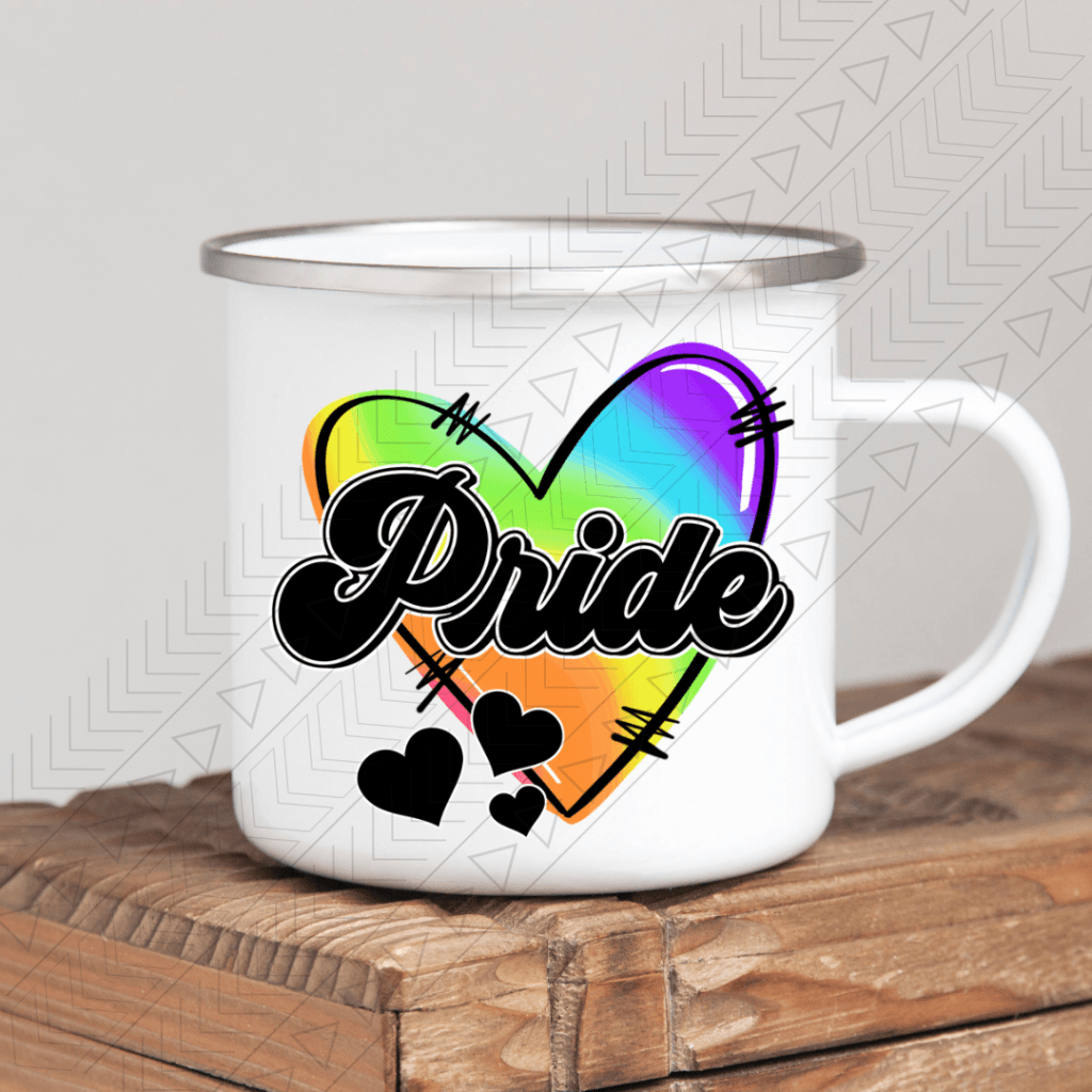 Retro Pride Heart Enamel Mug Mug