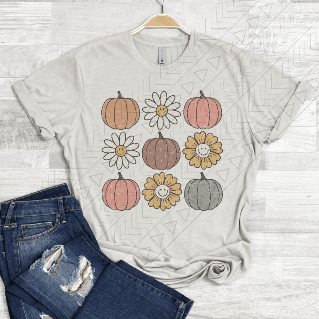Retro Pumpkins & Flowers Shirts Tops