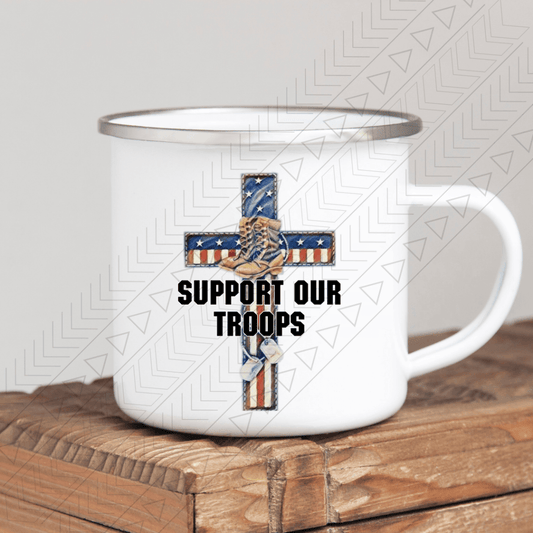 Support Our Troops Cross Enamel Mug Mug