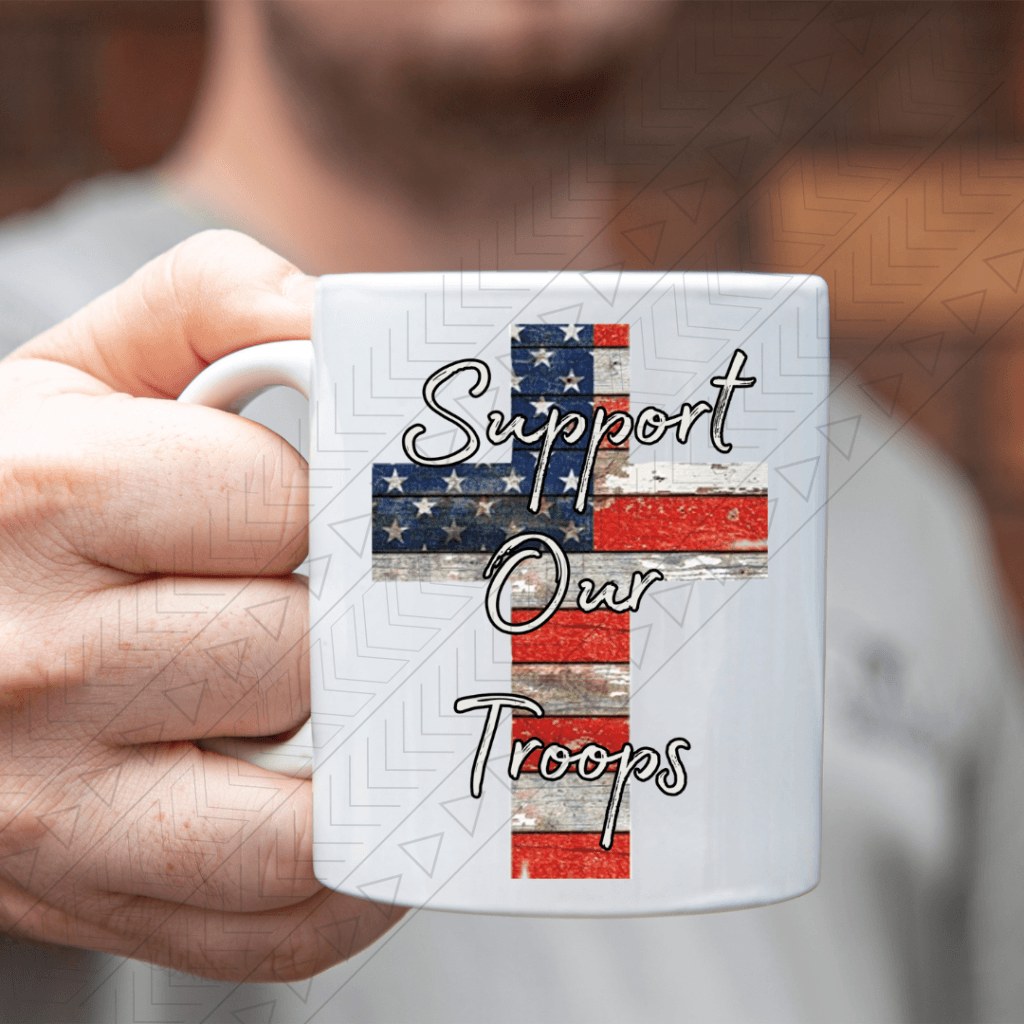 Support Our Troops Flag Cross Ceramic Mug 11Oz Mug