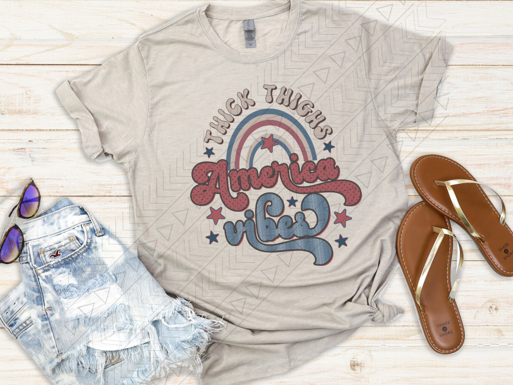 Thick Thighs America Vibes Shirts & Tops