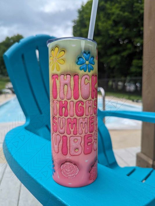 Thick Thighs Summer Vibes 3D Puff Tumbler