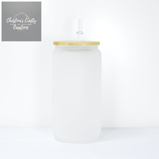Blank Glass Mason Jar Drink Can - Frosted - Glass