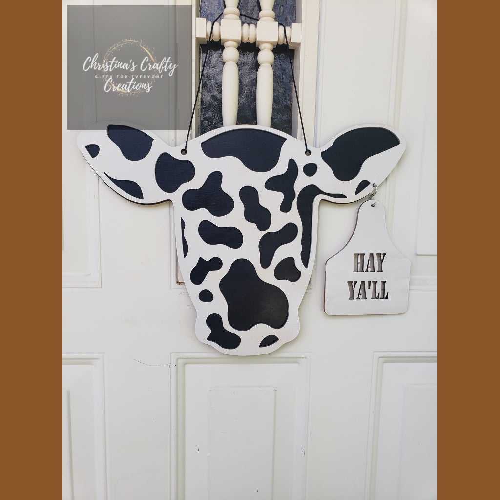 Cow Head 2 Piece Sign - Painted Finished - Signage