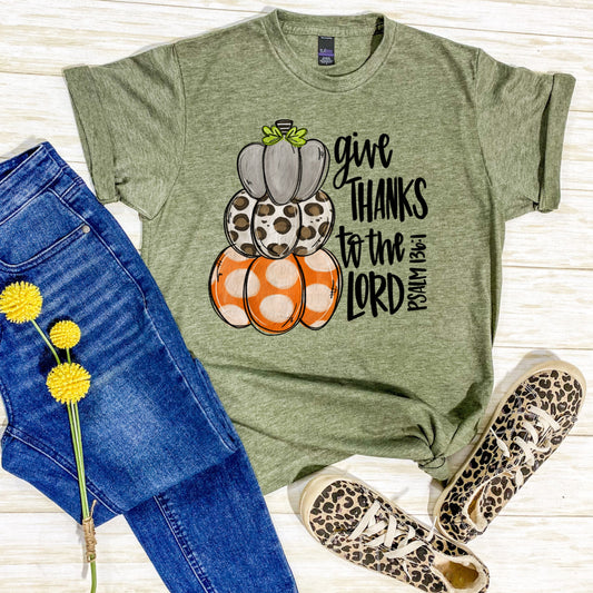 Give Thanks To The Lord Heather Military Tee