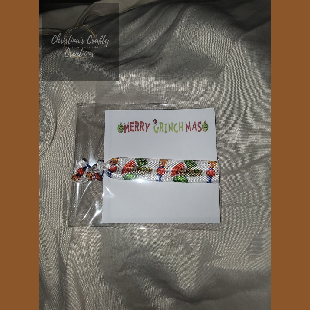 Merry Grinchmas Thank you Hair Tie Cards - With Ornaments