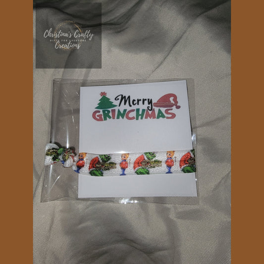 Merry Grinchmas Thank you Hair Tie Cards - With tree and hat