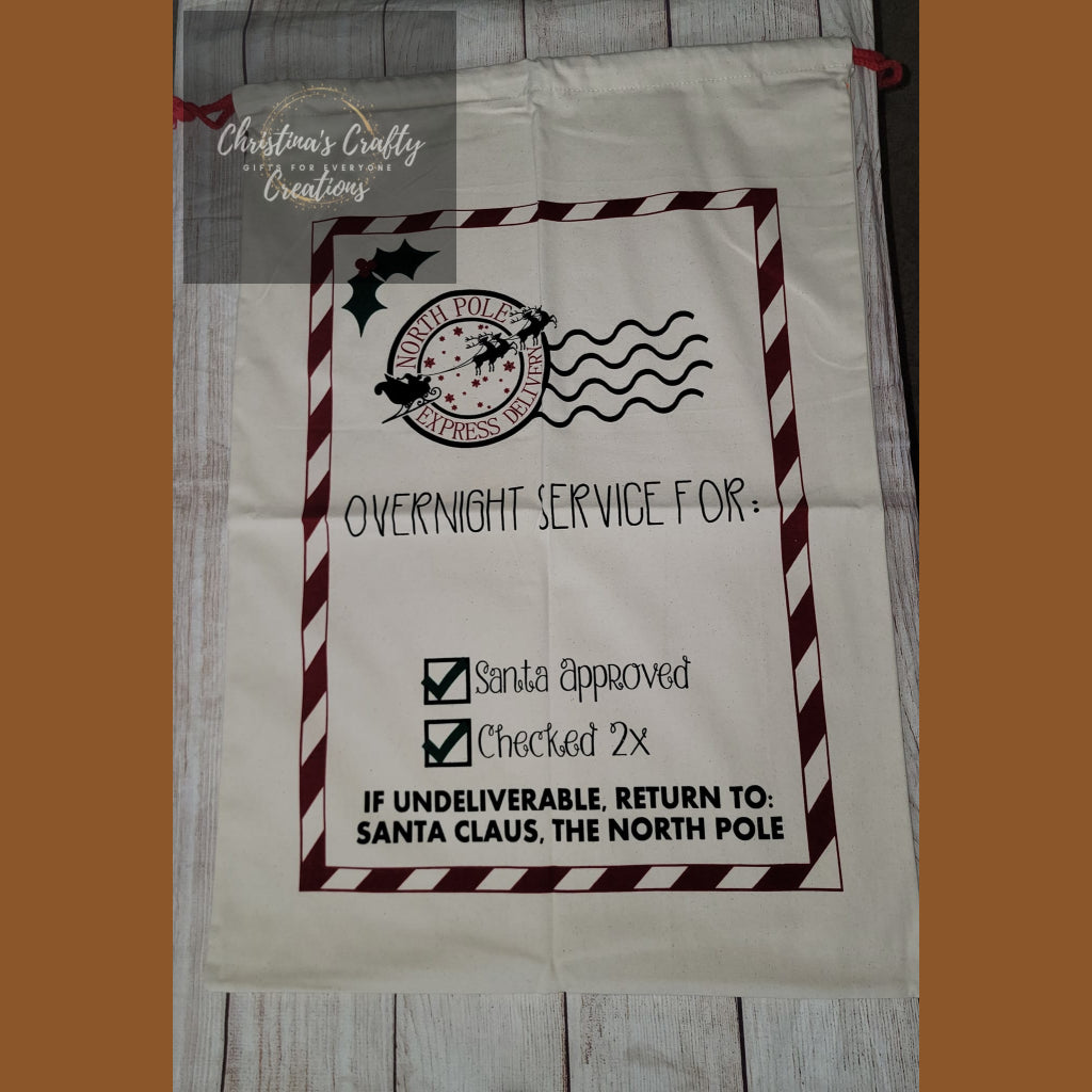 Santa Sacks - Overnight Service for With candy cane border