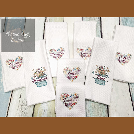 Tea Towels Personalized with Garden Can or Heart
