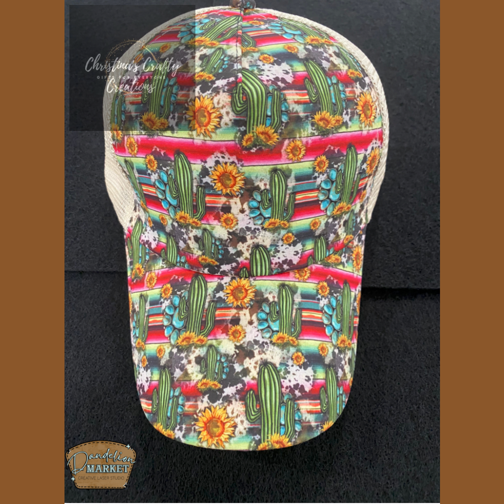 Women’s Print Hats --Includes patch of YOUR choice! - Cactus