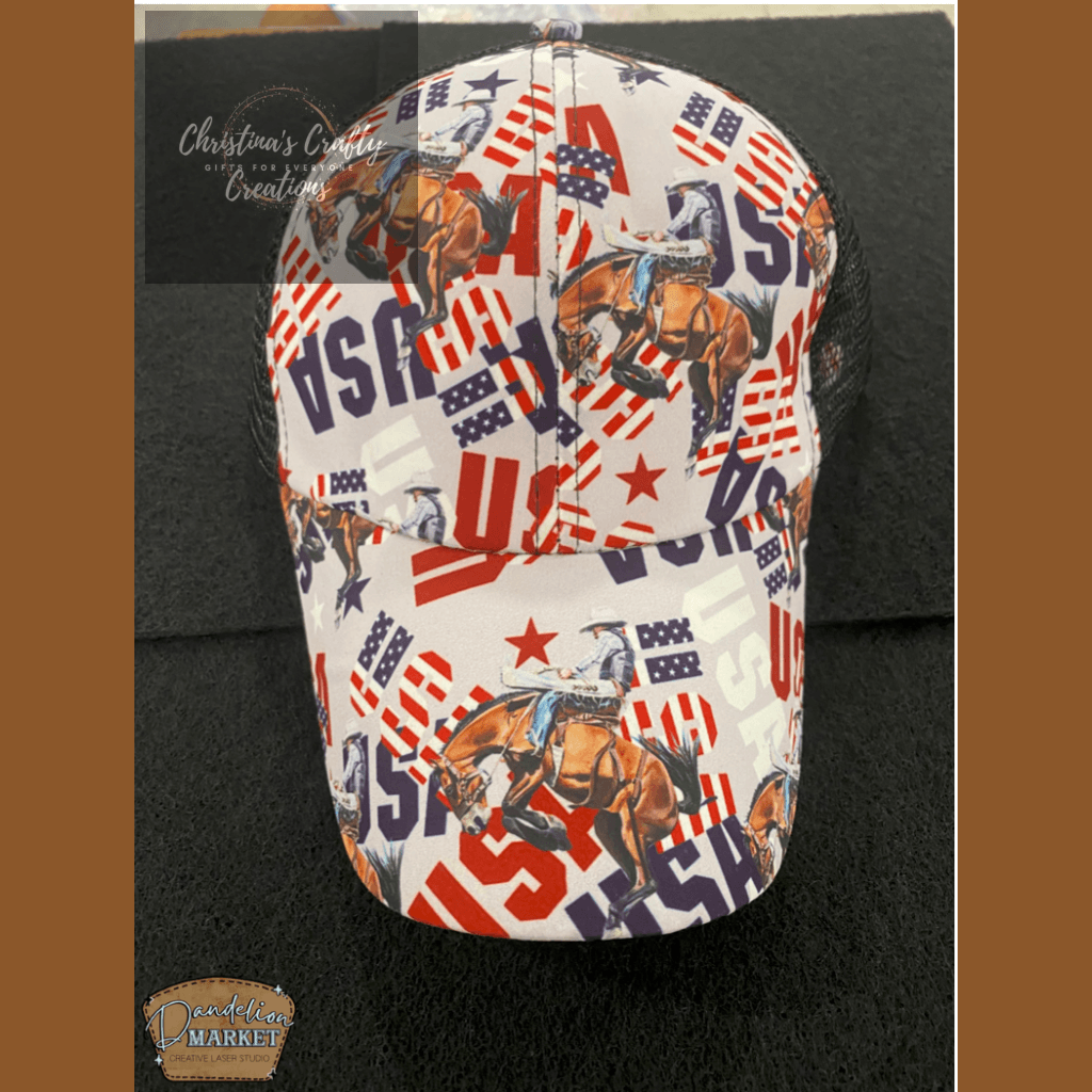 Women’s Print Hats --Includes patch of YOUR choice! - USA 